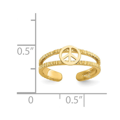 14K Yellow Gold Peace Sign Toe Ring