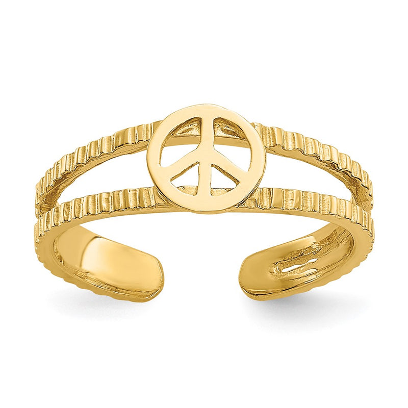 14K Yellow Gold Peace Sign Toe Ring