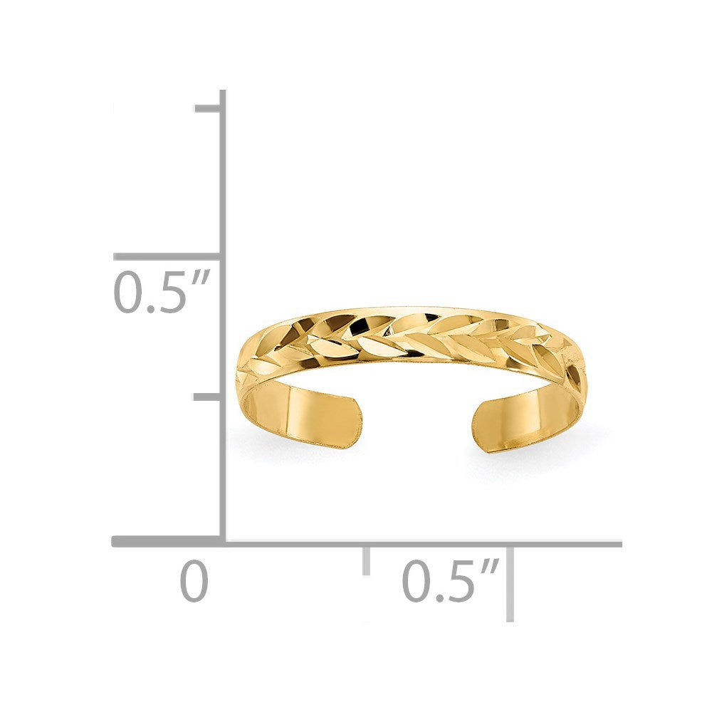 14K Yellow Gold Diamond-Cut Toe Ring
