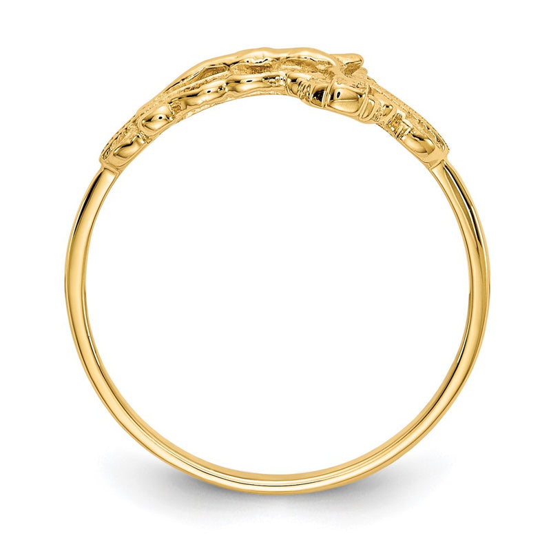 10K Yellow Gold Diamond-Cut Crucifix Ring