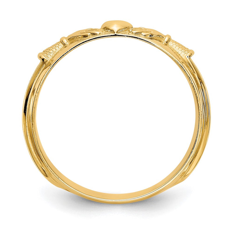 Real 14K Yellow Gold Mens Claddagh Wedding Band Ring