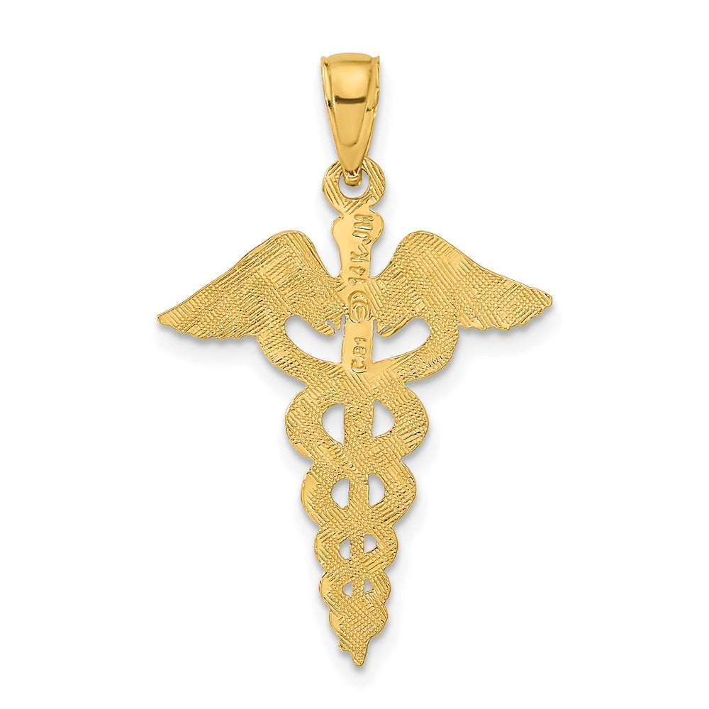 14K Yellow Gold Caduceus Pendant