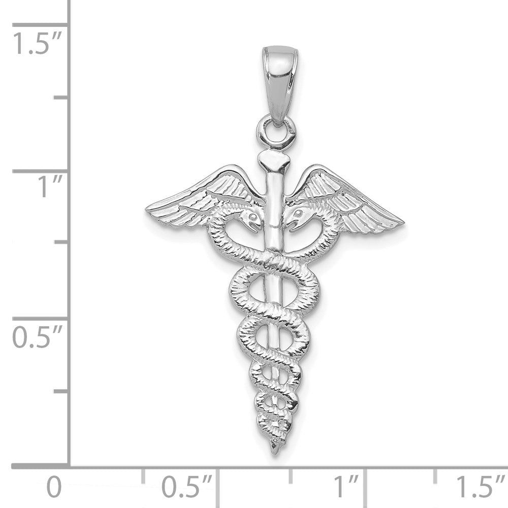 14K White Gold Caduceus Pendant
