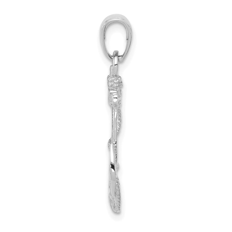 14k White Gold Solid Polished Anchor Pendant