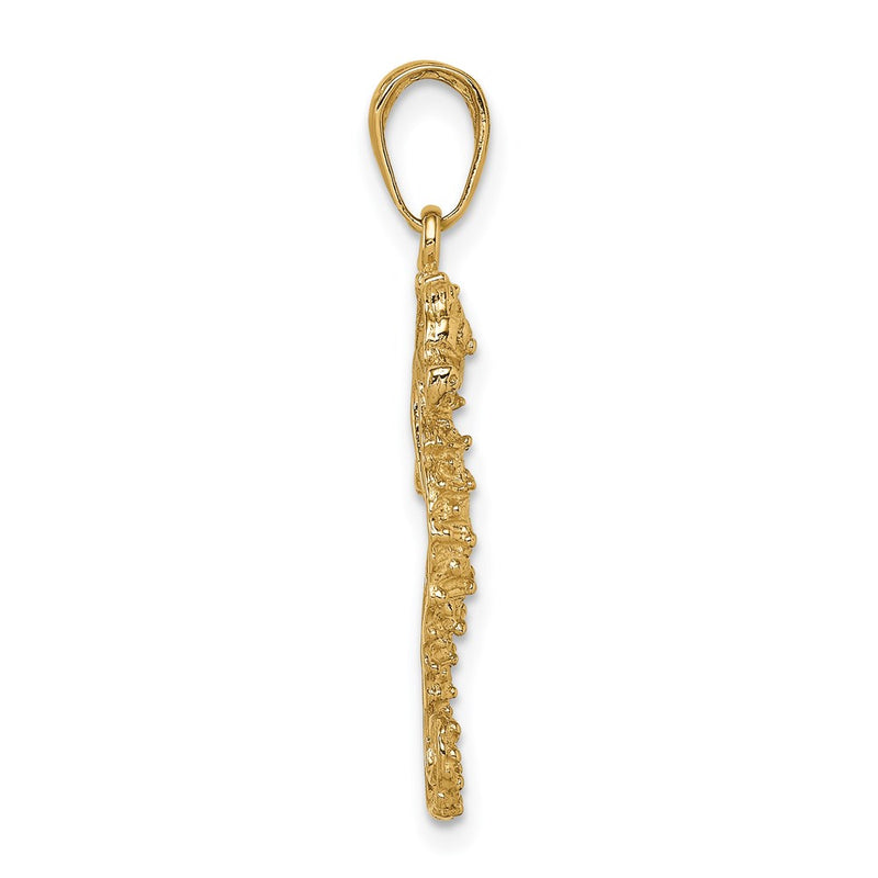 14K Yellow Gold Polished Open-Backed Seahorse Pendant