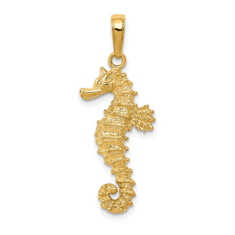 14K Yellow Gold Polished Open-Backed Seahorse Pendant