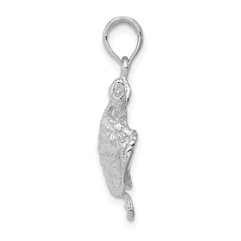 14k White Gold Solid Polished Open-Backed Turtle Pendant