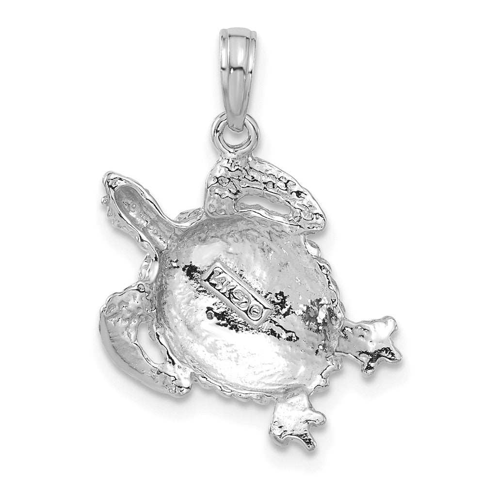 14k White Gold Solid Polished Open-Backed Turtle Pendant
