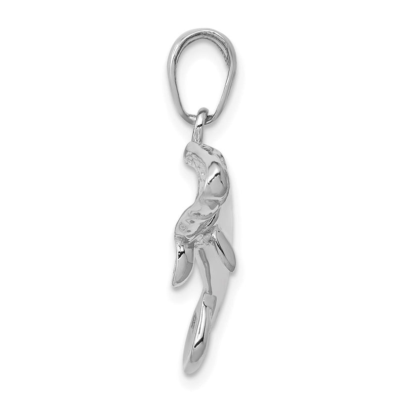 14k White Gold Solid Polished Manatee Pendant