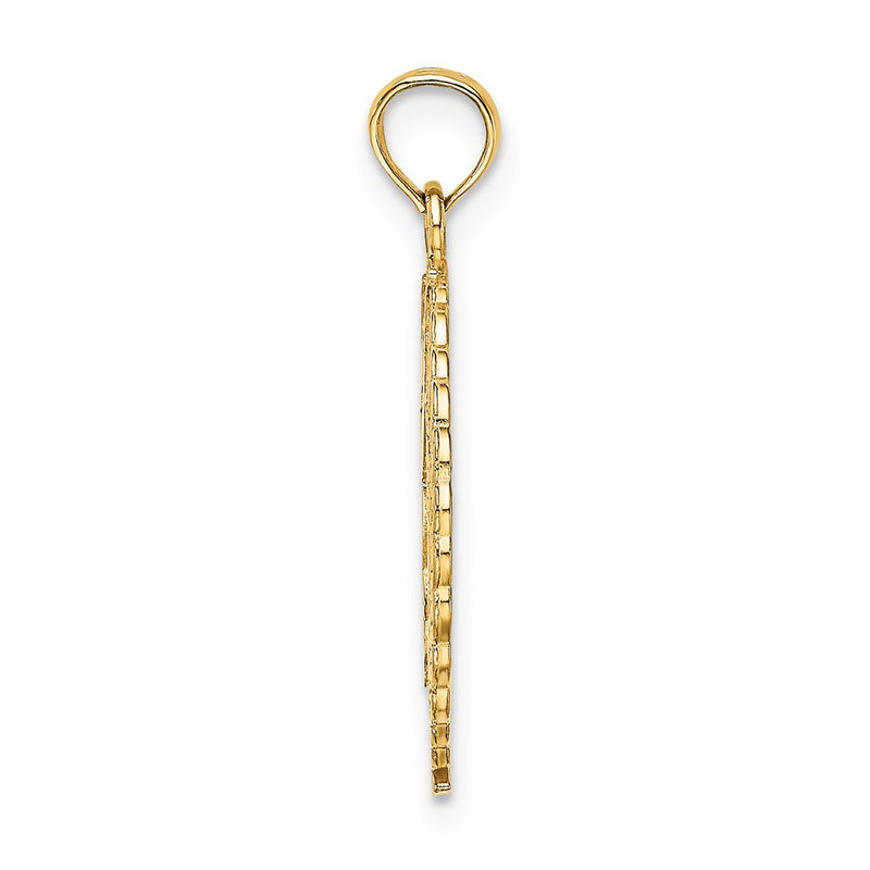14K Yellow Gold Solid Polished Framed Gymnast Charm