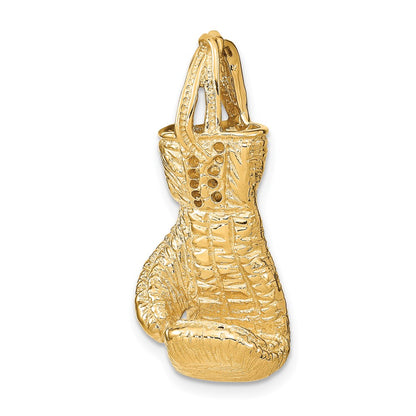 14K Yellow Gold Hollow Polished 3-D Boxing Glove Pendant