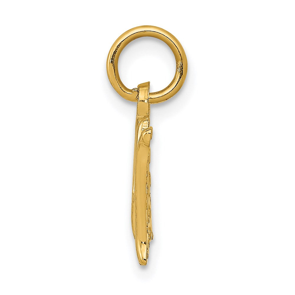 14K Yellow Gold Polished Mom With Cross Charm