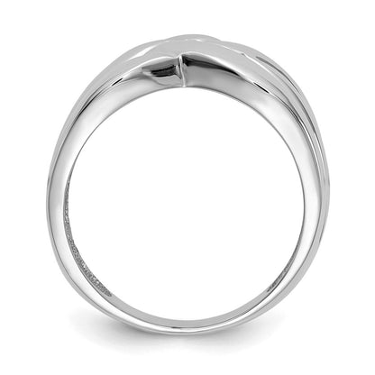 14K White Gold High Polished Woven Dome Ring