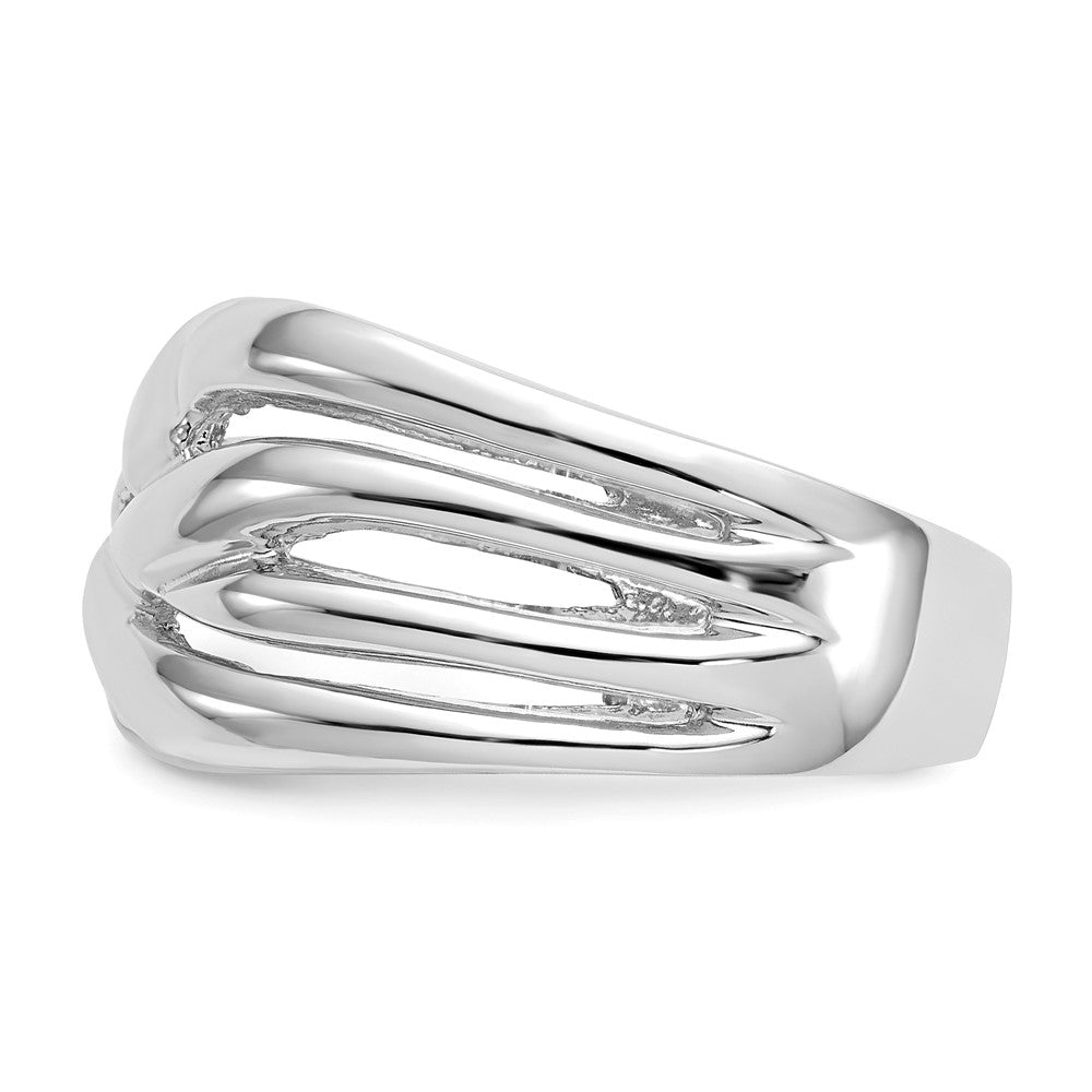 14K White Gold High Polished Woven Dome Ring