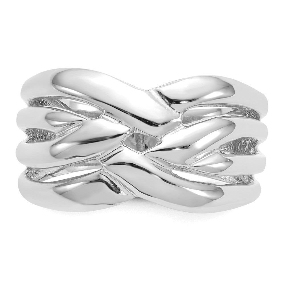 14K White Gold High Polished Woven Dome Ring