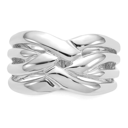 14K White Gold High Polished Woven Dome Ring