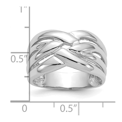 14K White Gold High Polished Woven Dome Ring
