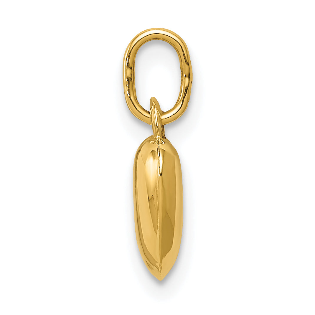 14K Yellow Gold Polished 3-D Puffed Heart Charm