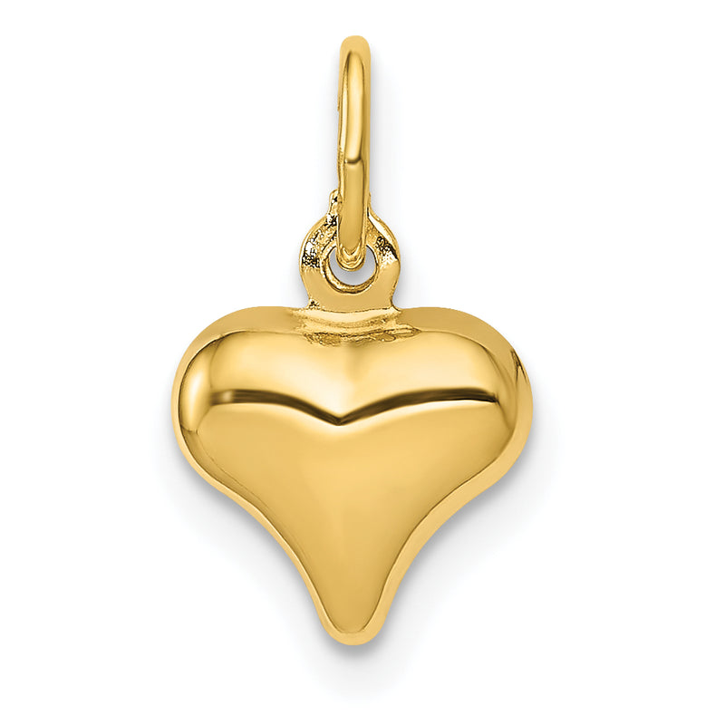 14K Yellow Gold Polished 3-D Puffed Heart Charm