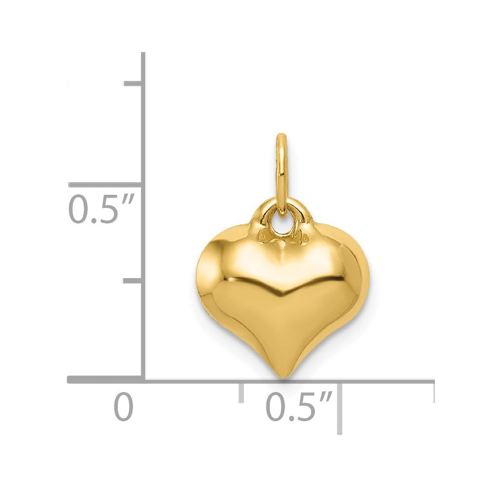14K Yellow Gold Polished 3-D Puffed Heart Pendant