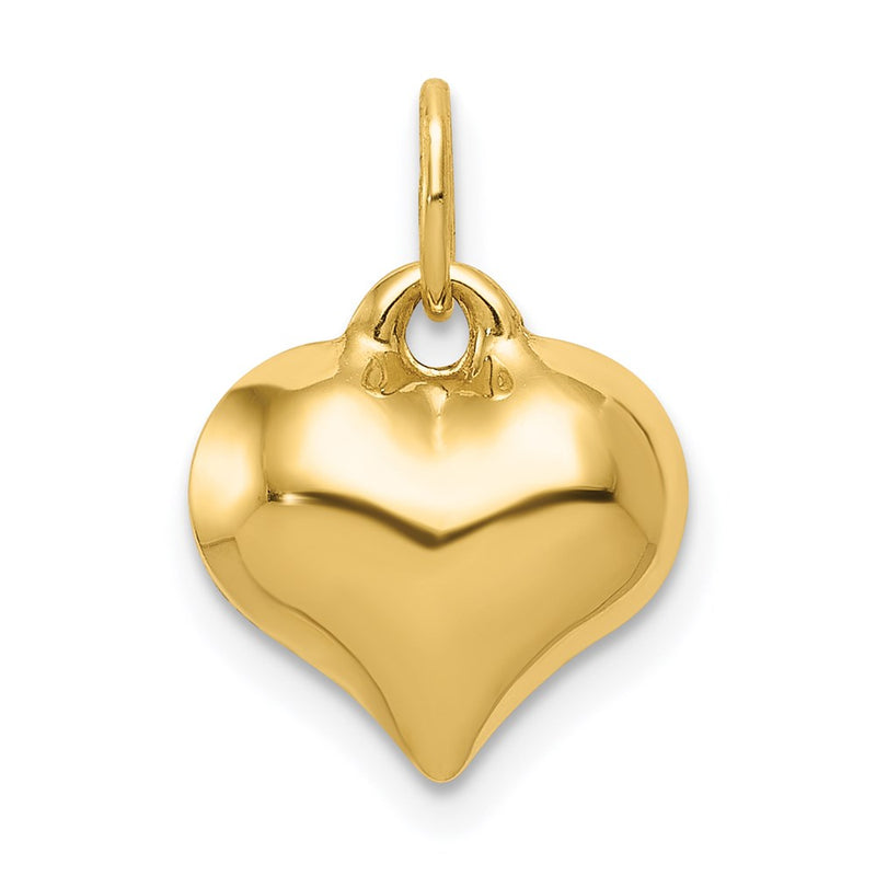 14K Yellow Gold Polished 3-D Puffed Heart Pendant