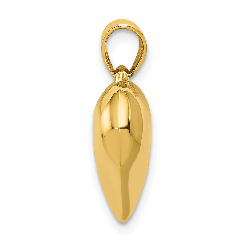 14K Yellow Gold Polished 3-D Puffed Heart Pendant