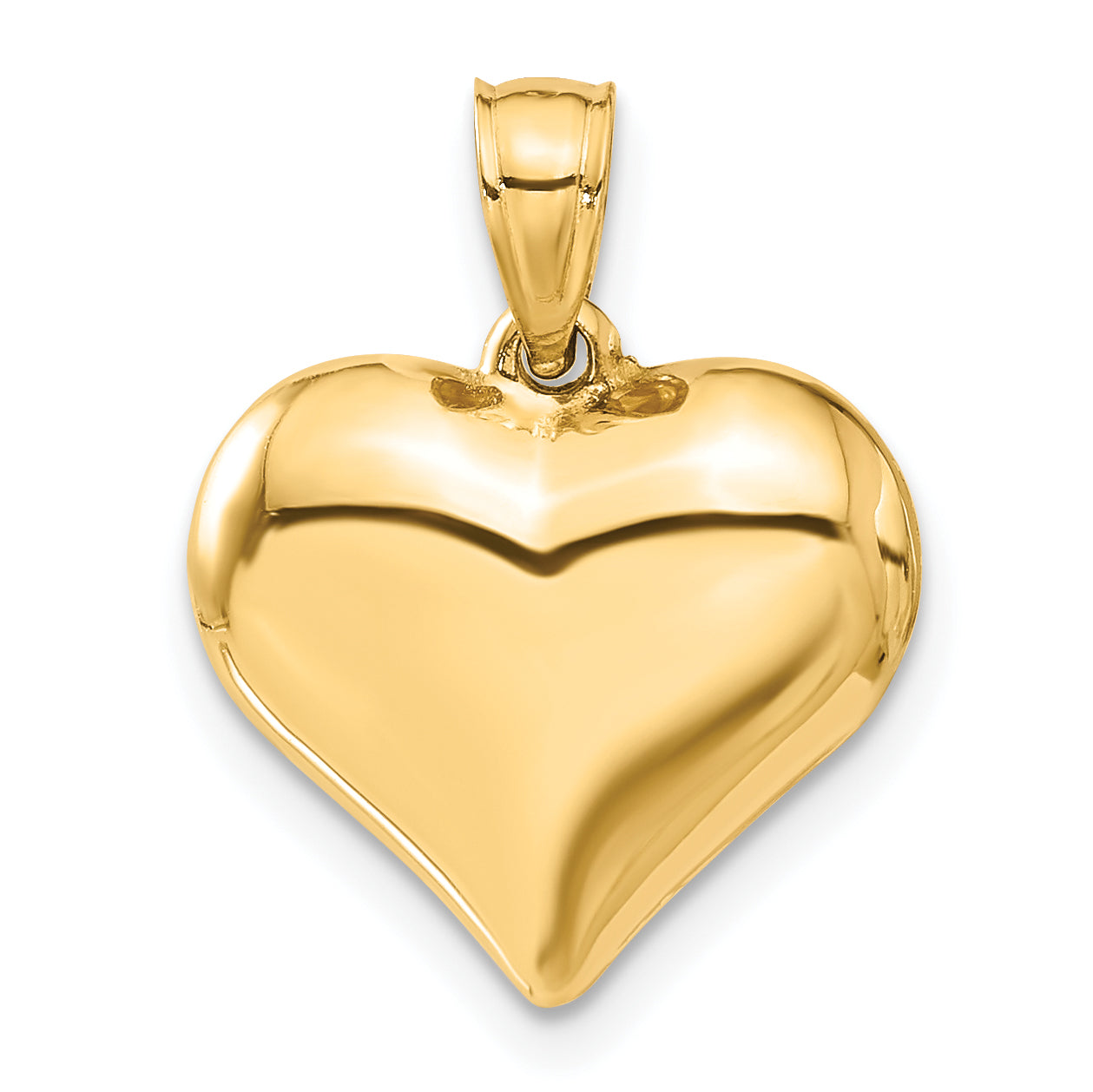14K Yellow Gold Polished 3-D Puffed Heart Pendant