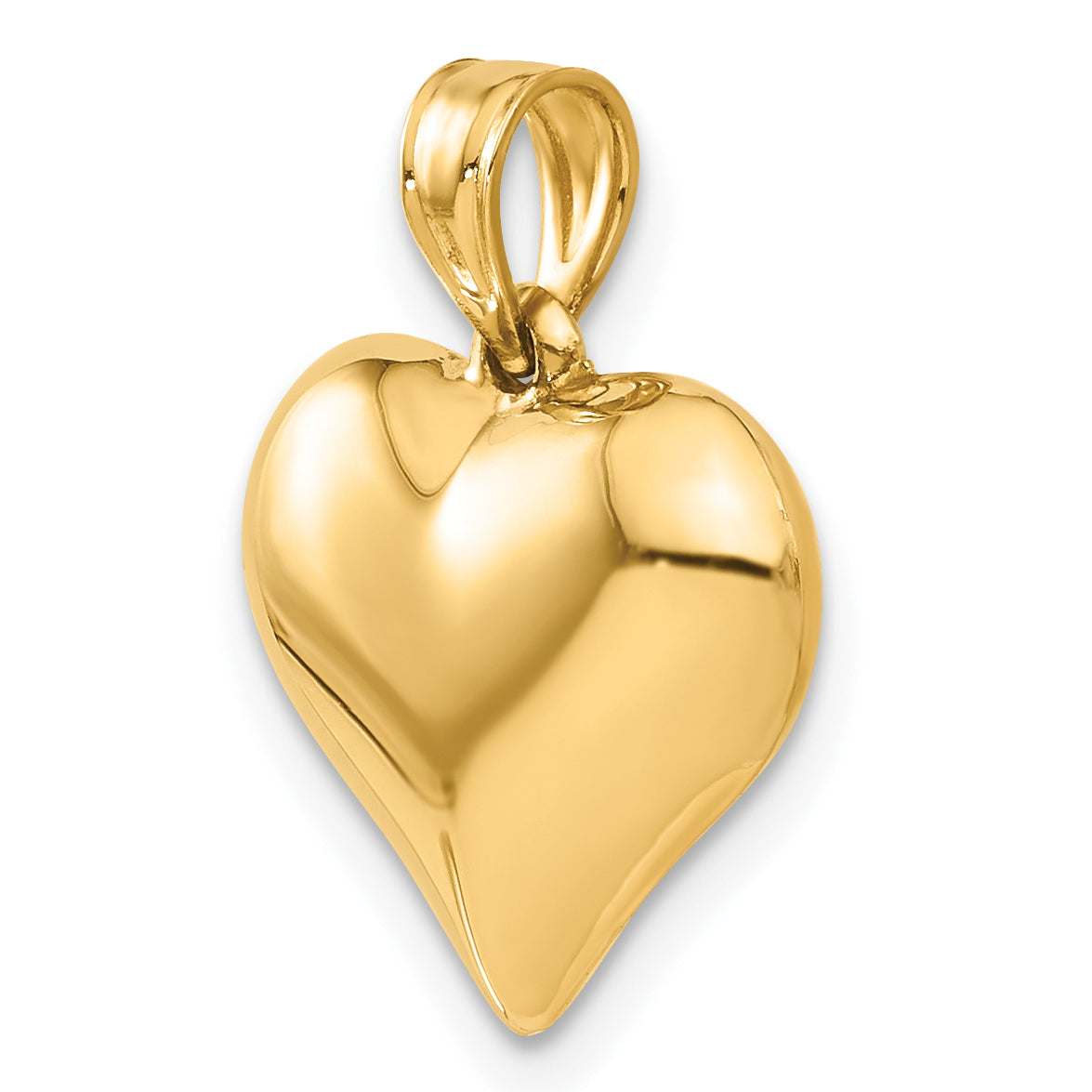 14K Yellow Gold Polished 3-D Puffed Heart Pendant