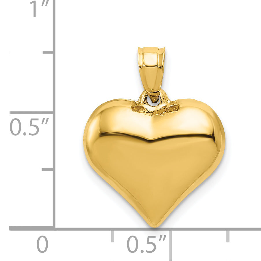 14K Yellow Gold Polished 3-D Puffed Heart Pendant