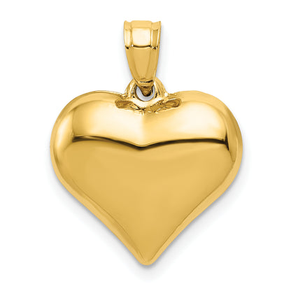 14K Yellow Gold Polished 3-D Puffed Heart Pendant