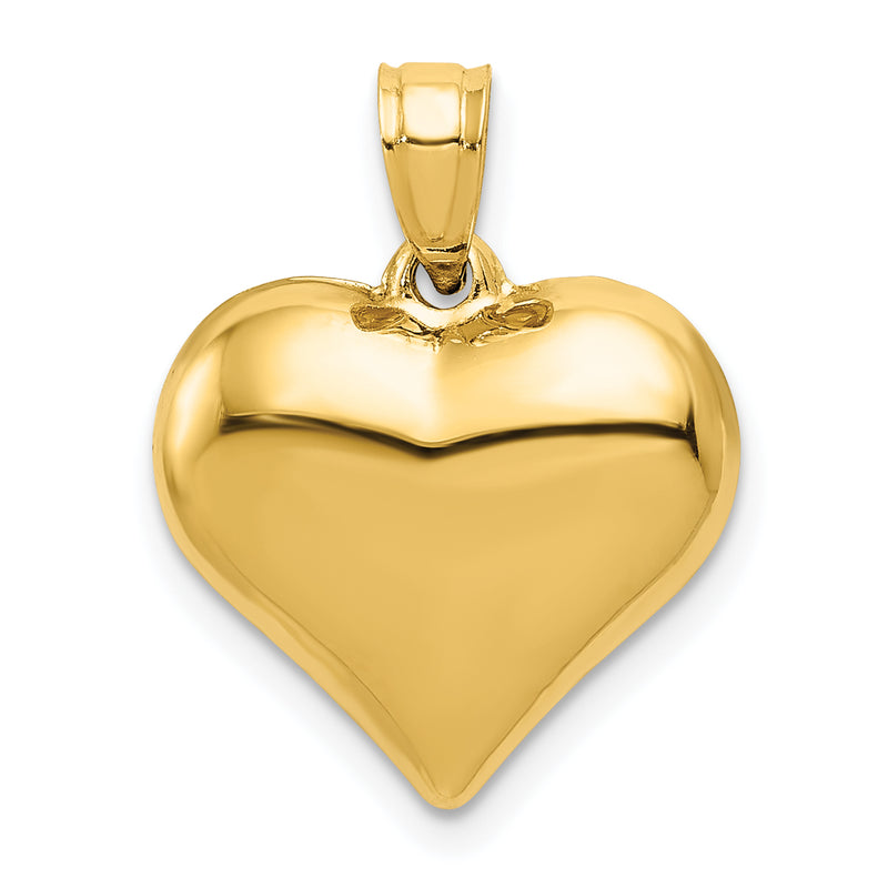 14K Yellow Gold Polished 3-D Puffed Heart Pendant