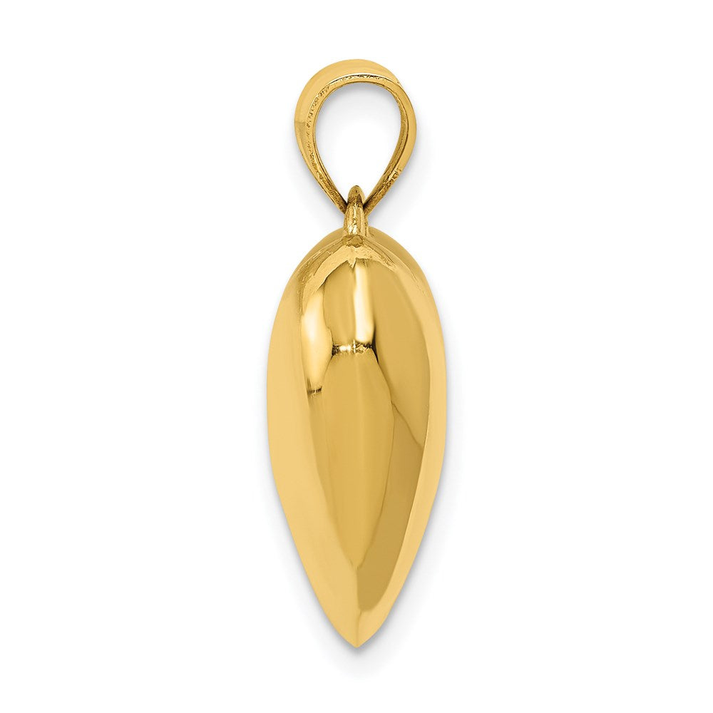 14K Yellow Gold Polished 3-D Puffed Heart Pendant