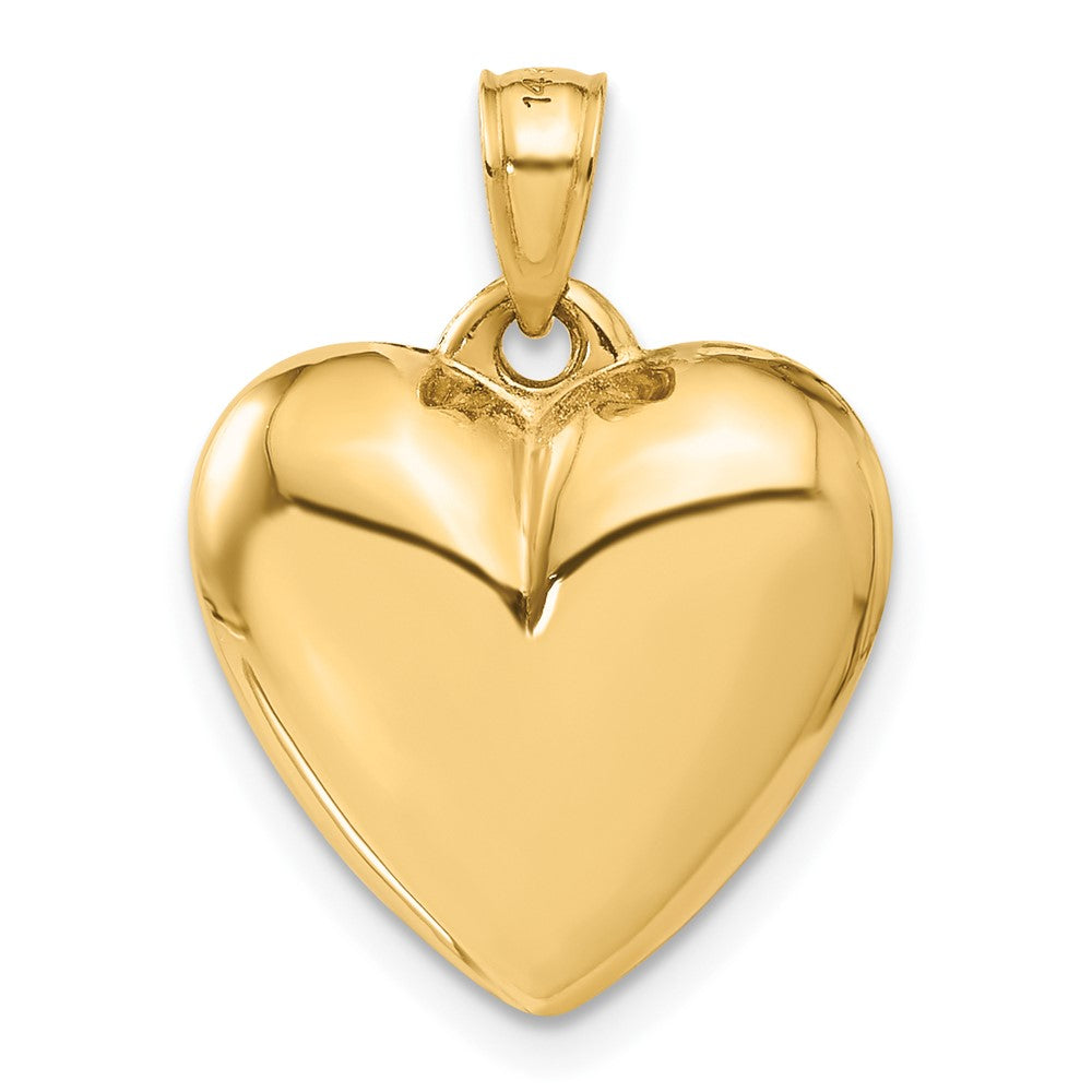 14K Yellow Gold Polished 3-D Puffed Heart Pendant