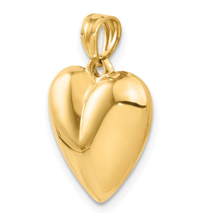 14K Yellow Gold Polished 3-D Puffed Heart Pendant