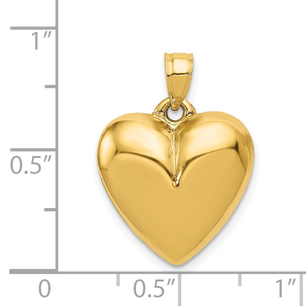 14K Yellow Gold Polished 3-D Puffed Heart Pendant