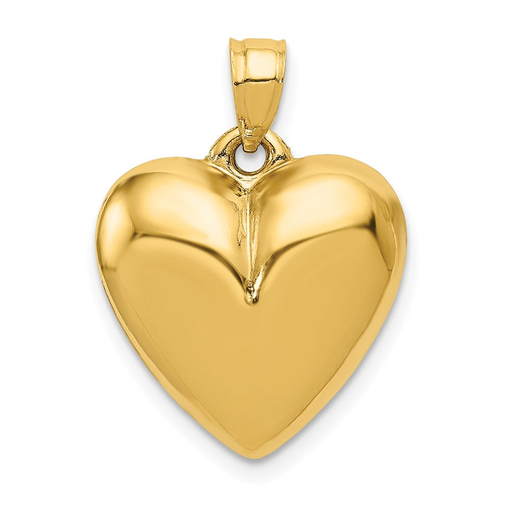 14K Yellow Gold Polished 3-D Puffed Heart Pendant