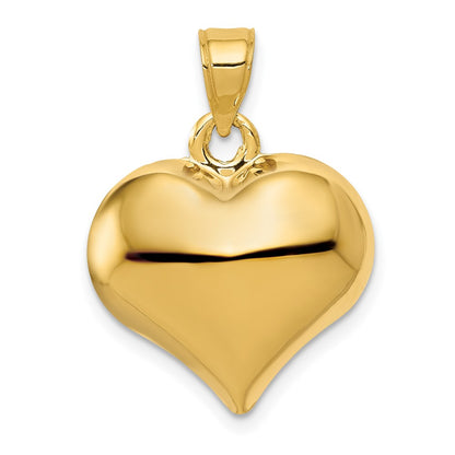 14K Yellow Gold Polished 3-D Puffed Heart Pendant