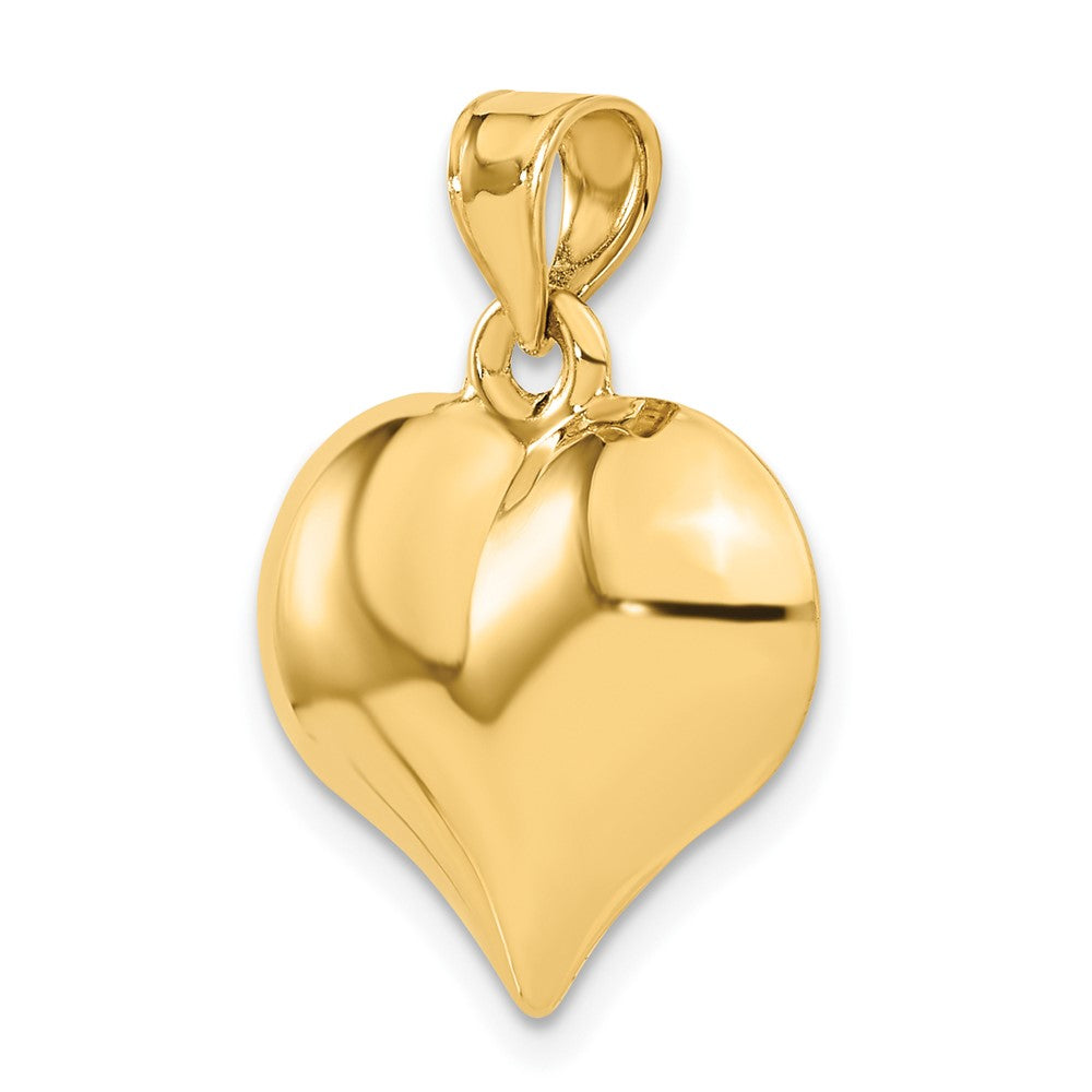 14K Yellow Gold Polished 3-D Puffed Heart Pendant