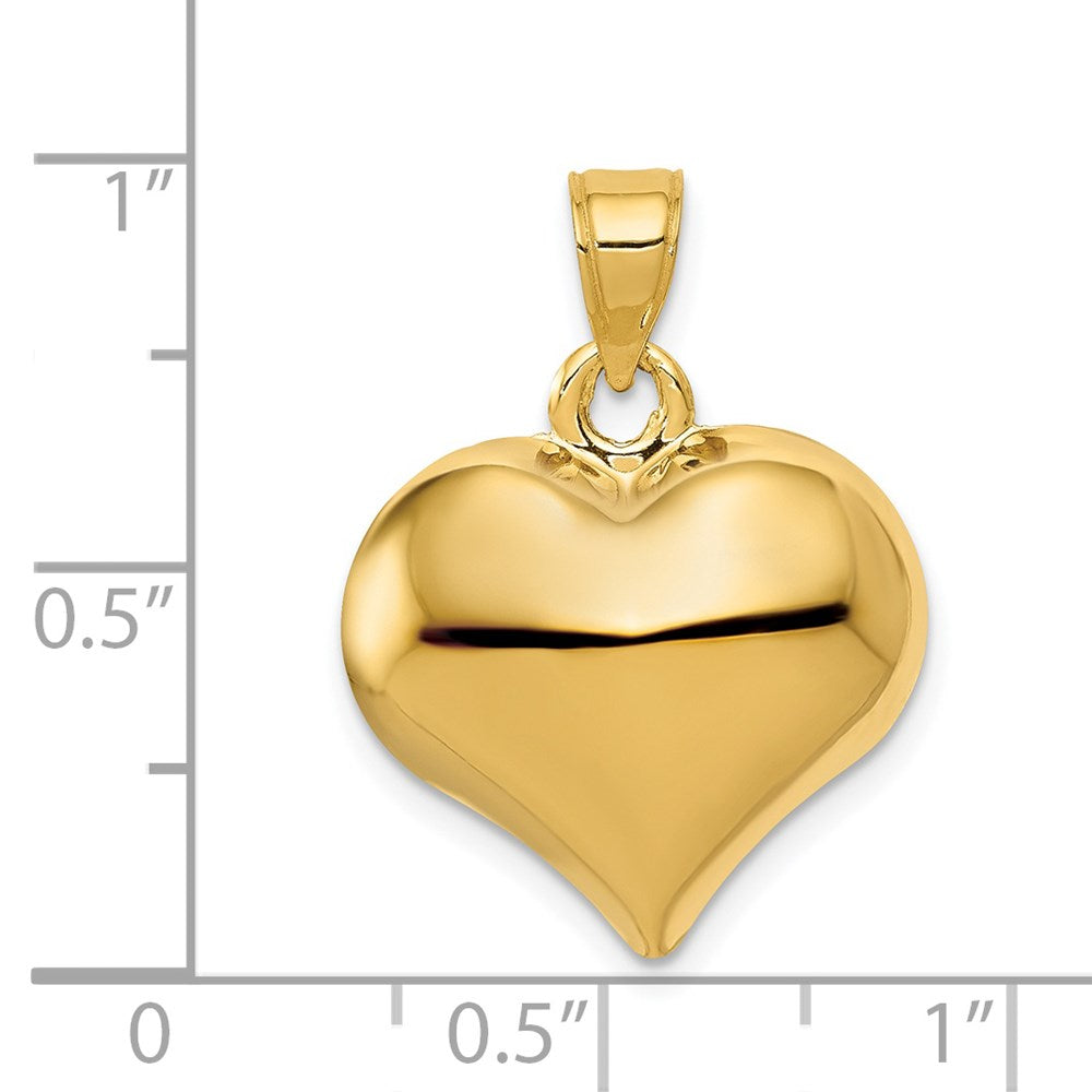 14K Yellow Gold Polished 3-D Puffed Heart Pendant