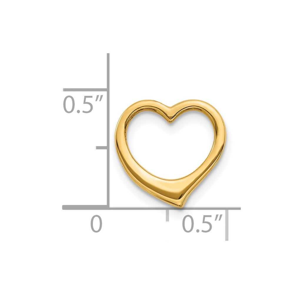 14K Yellow Gold Polished Heart Chain Slide