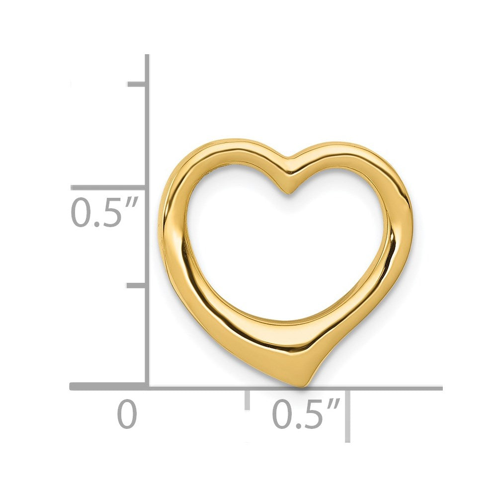 14K Yellow Gold Polished Heart Chain Slide