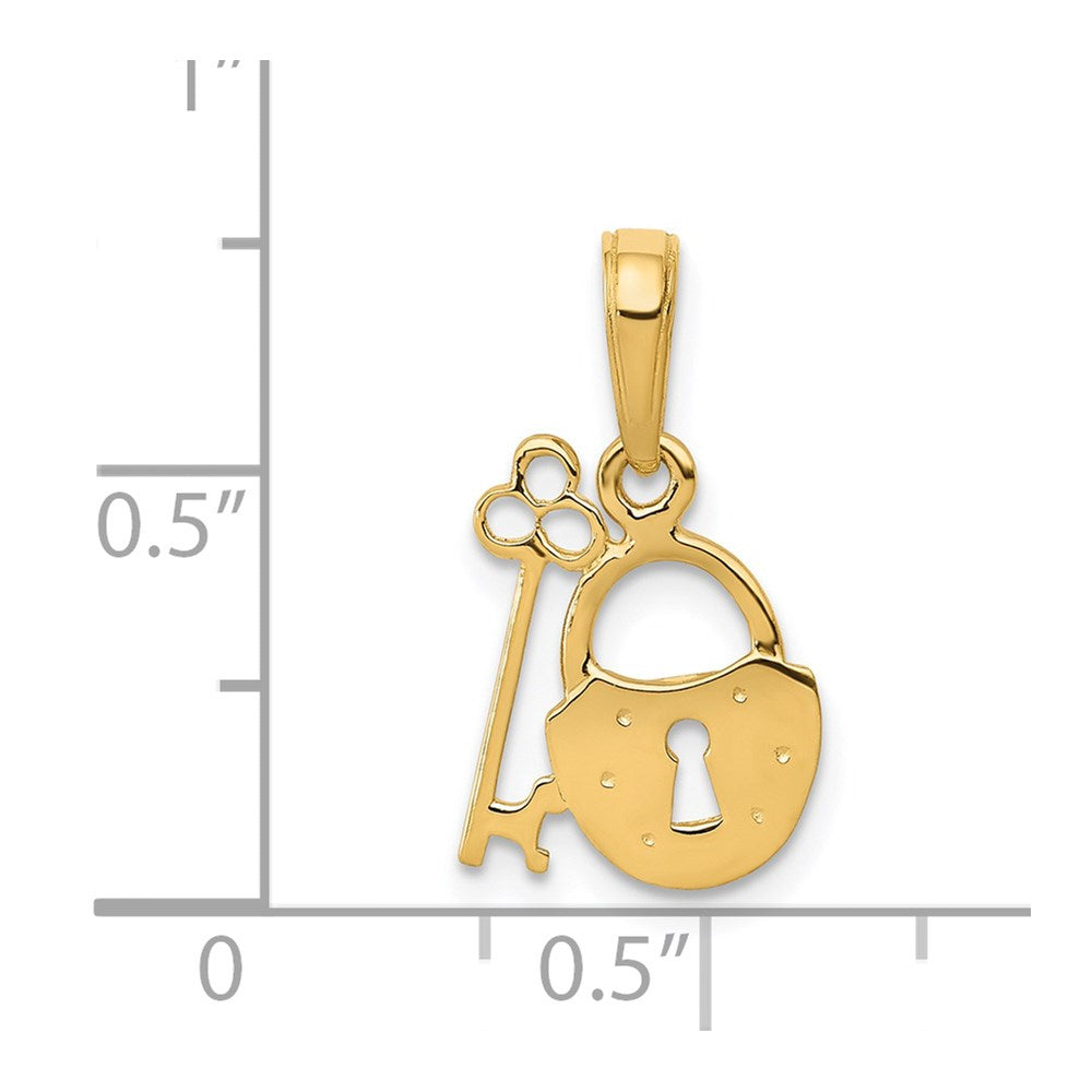 14K Yellow Gold Polished Key And Lock Charm