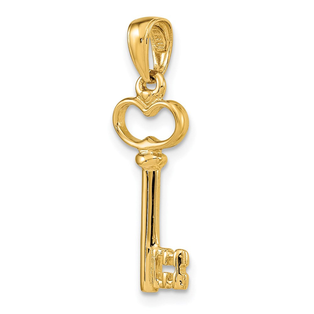 14K Yellow Gold Polished 3-D Key Charm