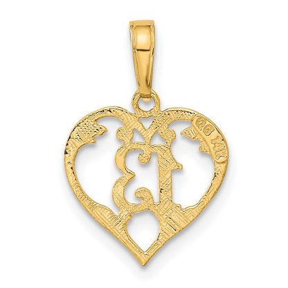 14K Yellow Gold 13 In Heart Cut-Out Pendant