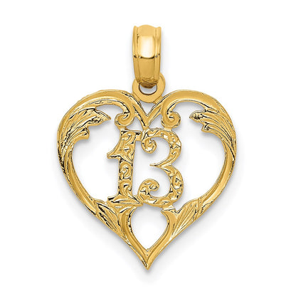 14K Yellow Gold 13 In Heart Cut-Out Pendant