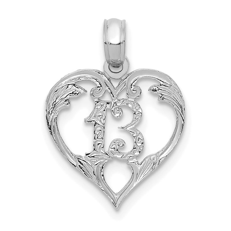 14K White Gold 13 In Heart Cut-Out Pendant