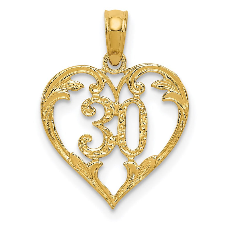14K Yellow Gold 30 In Heart Cut-Out Pendant