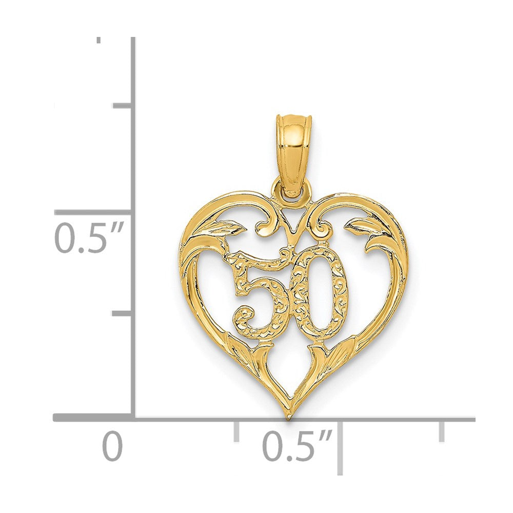14K Yellow Gold 50 In Heart Cut-Out Pendant