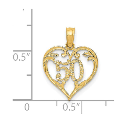 14K Yellow Gold 50 In Heart Cut-Out Pendant