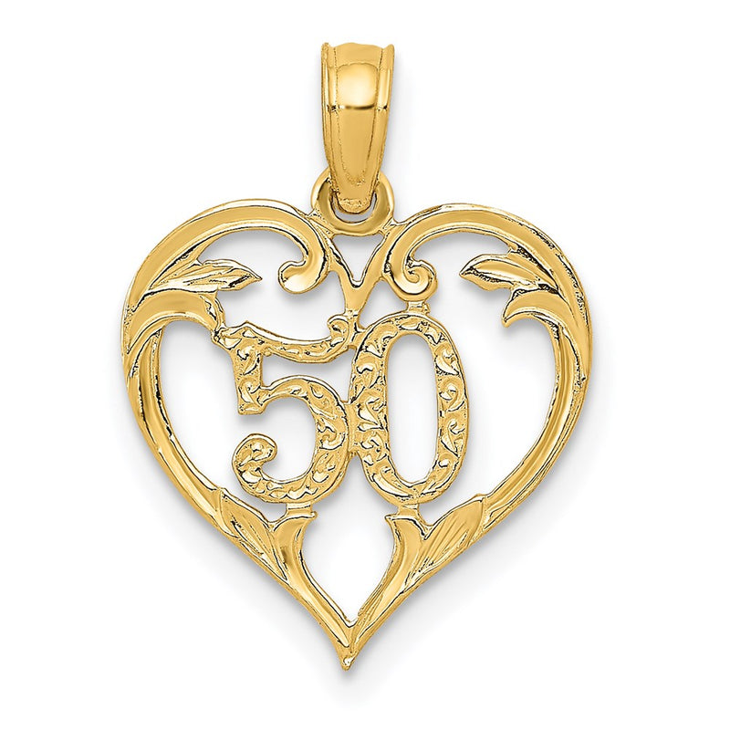 14K Yellow Gold 50 In Heart Cut-Out Pendant